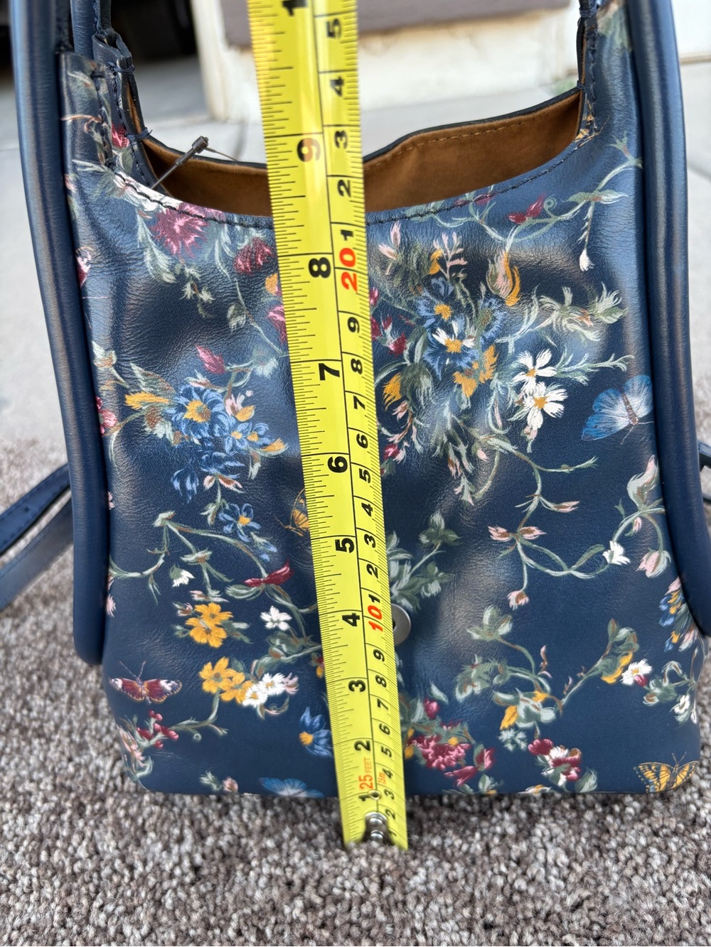 NWT Patricia Nash Navy Floral Leather Shoulder Bag.Halina style - Picture 5 of 6